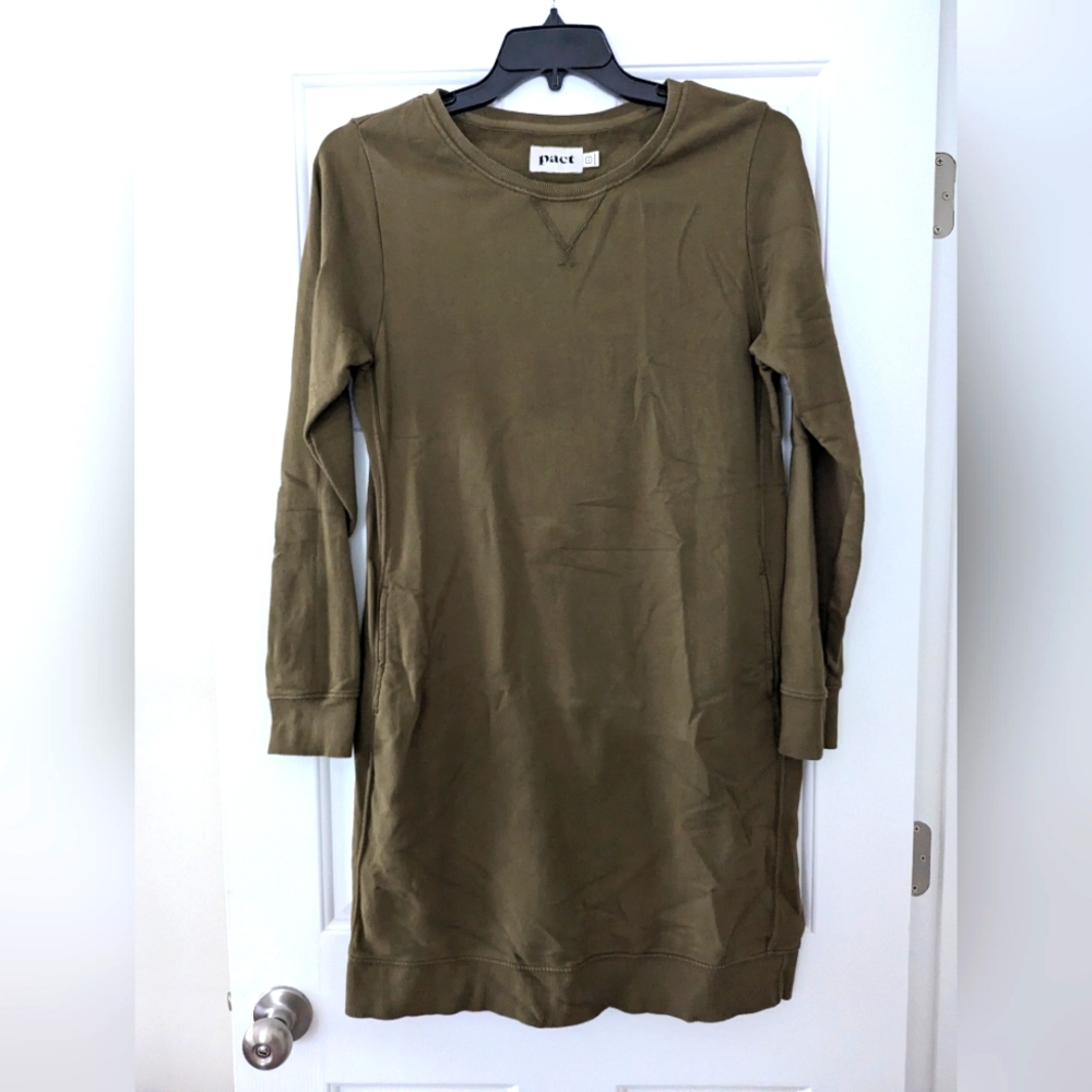 PACT Olive Sweatshirt Dress Size L
